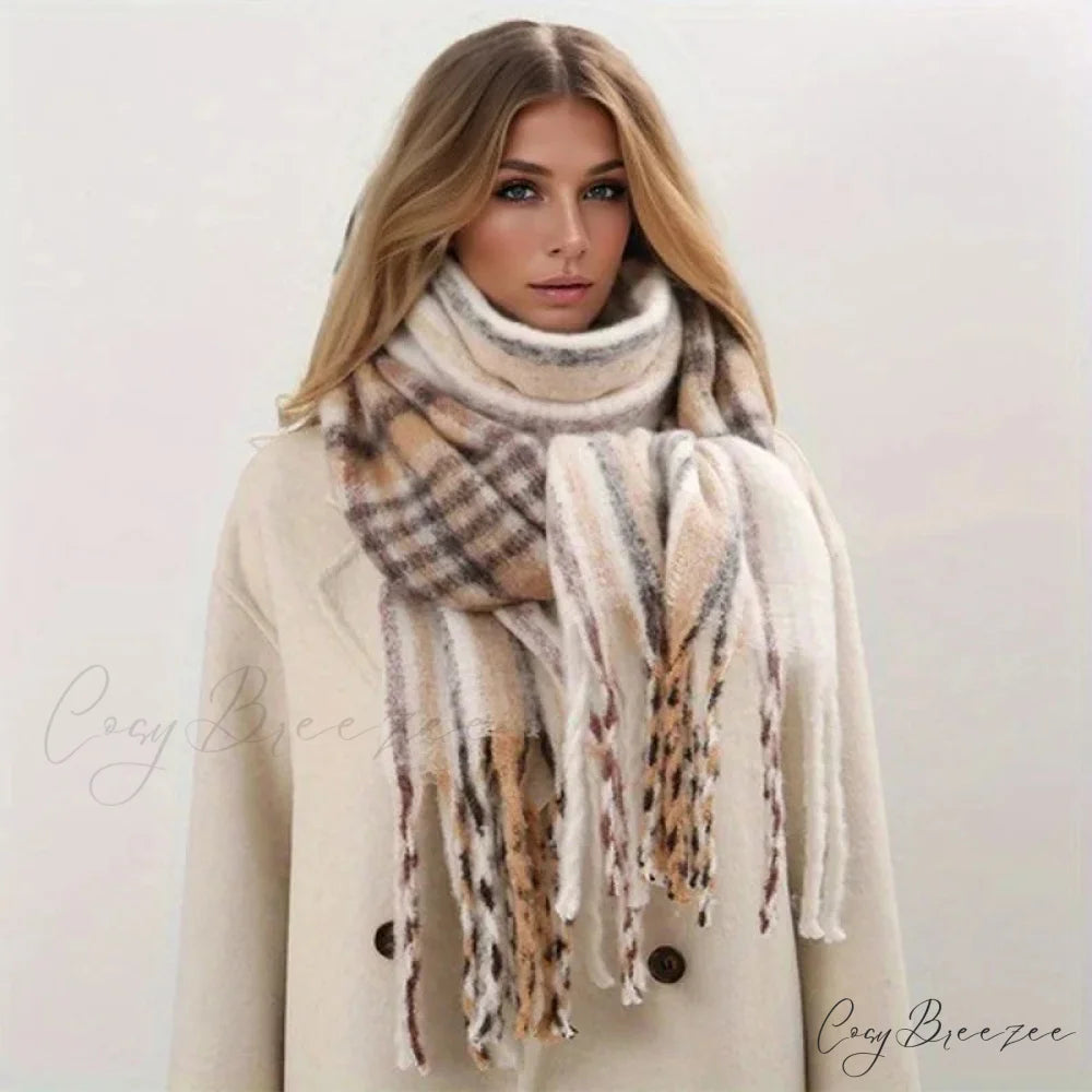 Thick Striped Cashmere Travel Shawl Scarf Color9 / 40x200cm scarf-241228