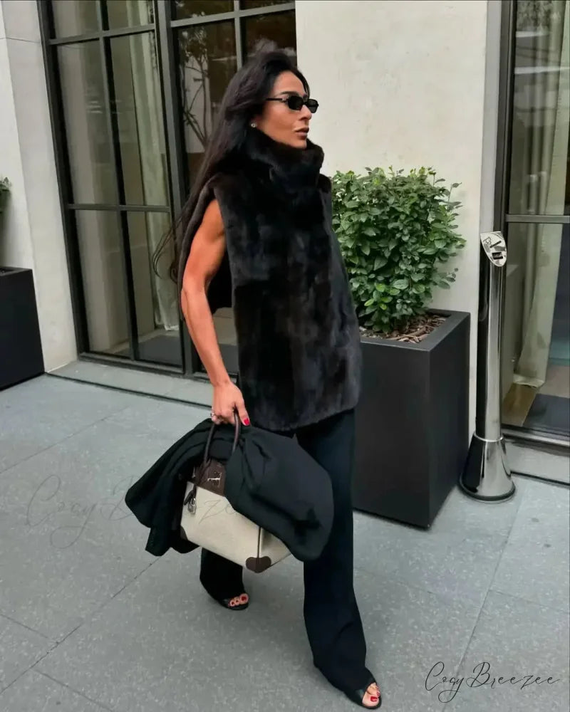 Thick Warm Sleeveless Vest Coat Black / S coats-241228