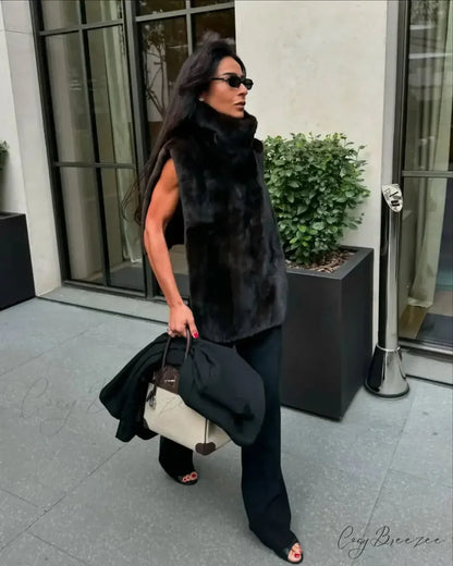 Thick Warm Sleeveless Vest Coat Black / S coats-241228