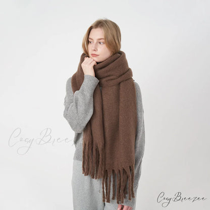 Thick Warm Soft Chunky Cozy Elegant Stylish Classic Long Scarf Purple Awn