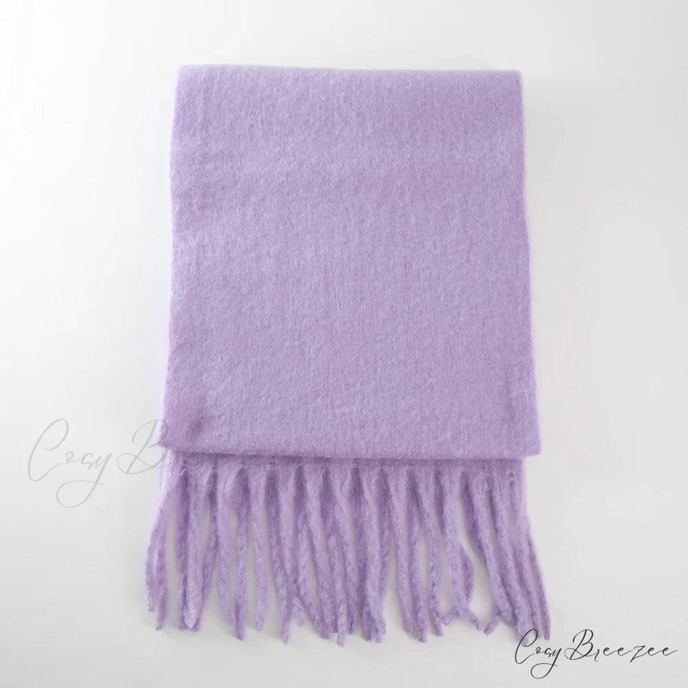 Thick Warm Soft Chunky Cozy Elegant Stylish Classic Long Scarf Purple Awn