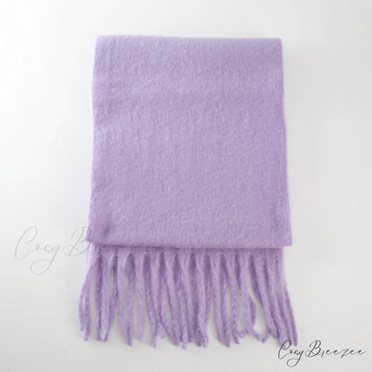 Thick Warm Soft Chunky Cozy Elegant Stylish Classic Long Scarf Purple Awn