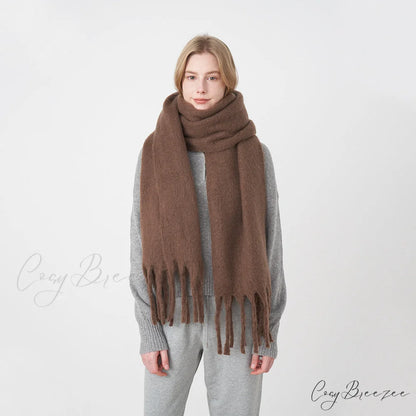 Thick Warm Soft Chunky Cozy Elegant Stylish Classic Long Scarf Purple Awn