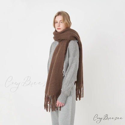 Thick Warm Soft Chunky Cozy Elegant Stylish Classic Long Scarf Purple Awn