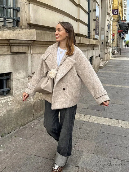 Thick Woolen Cropped Coat coats-241228
