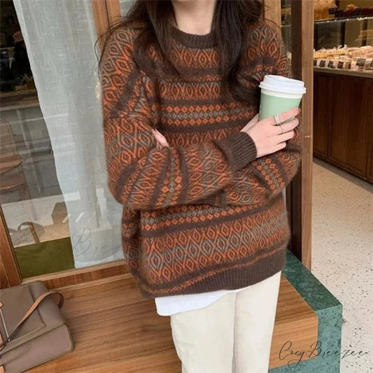 Thickened Wide Soft Retro Style Sweater Khaki / S swraters-241228