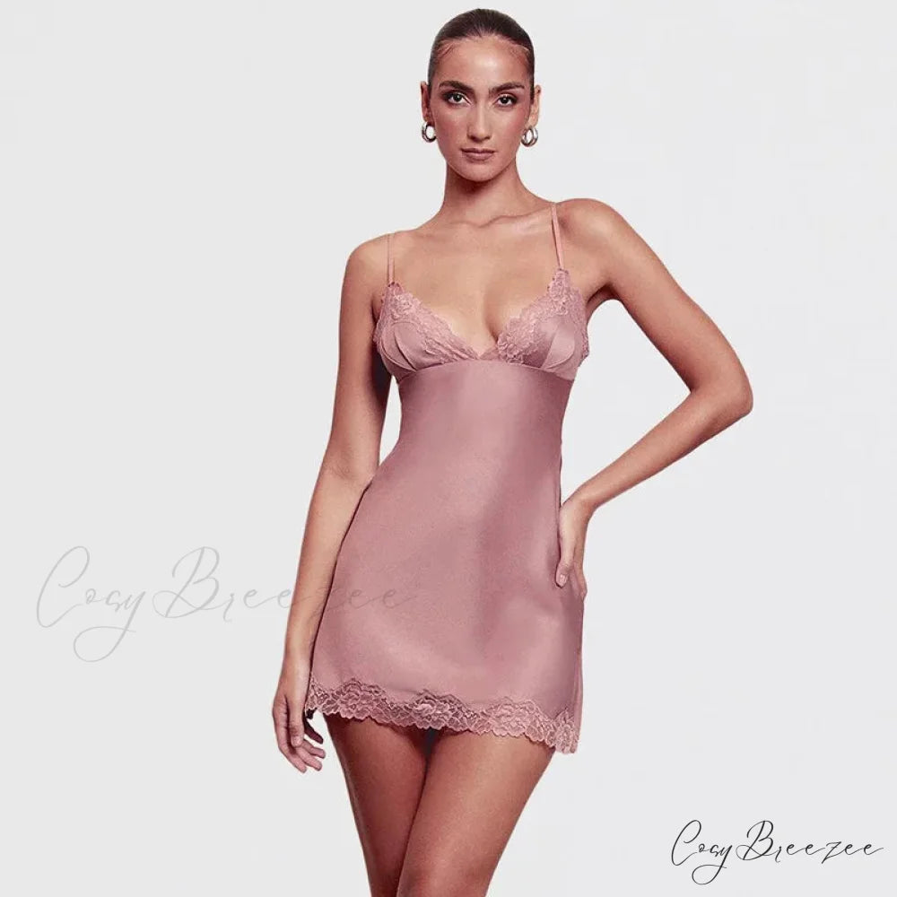 Thin Strap Slit Mini Gown minidress-250223