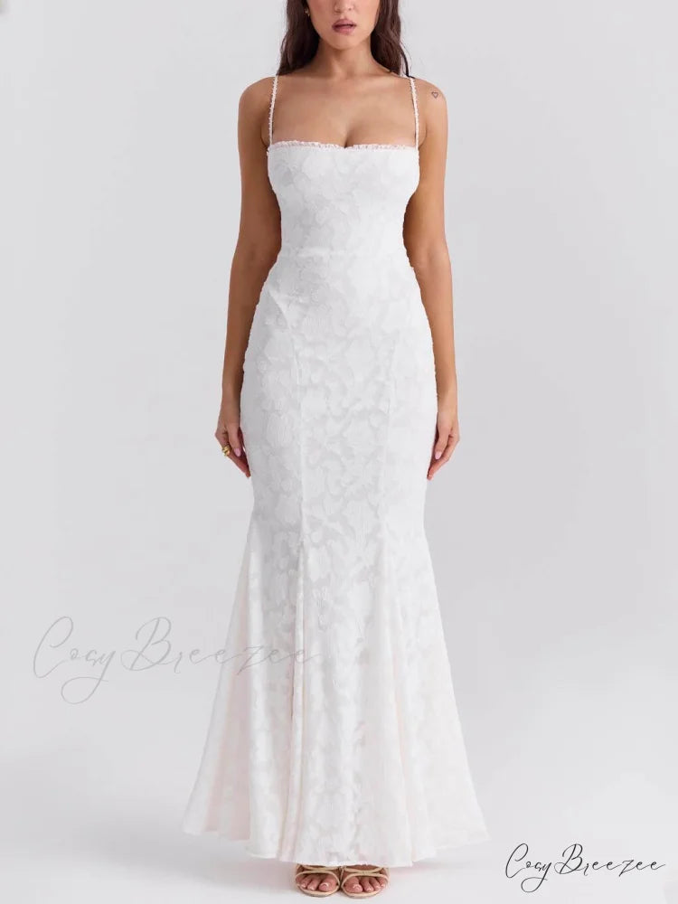 Three-Dimensional Burnt Stylish Fishtail Maxi Dress