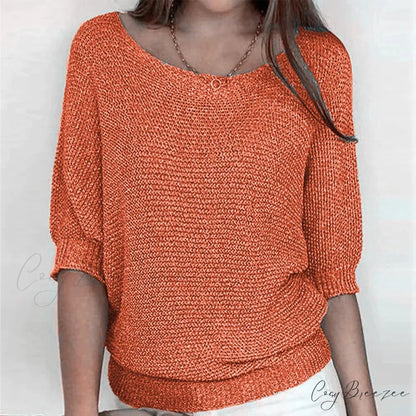 Three-Quarter Sleeve Elegant Purple Sweater Orange / S swraters-241228