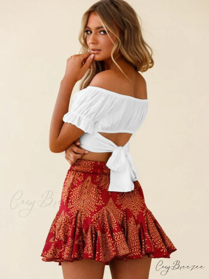 tie-back top crop short-sleeved ruffle women’s Oktoberfest top