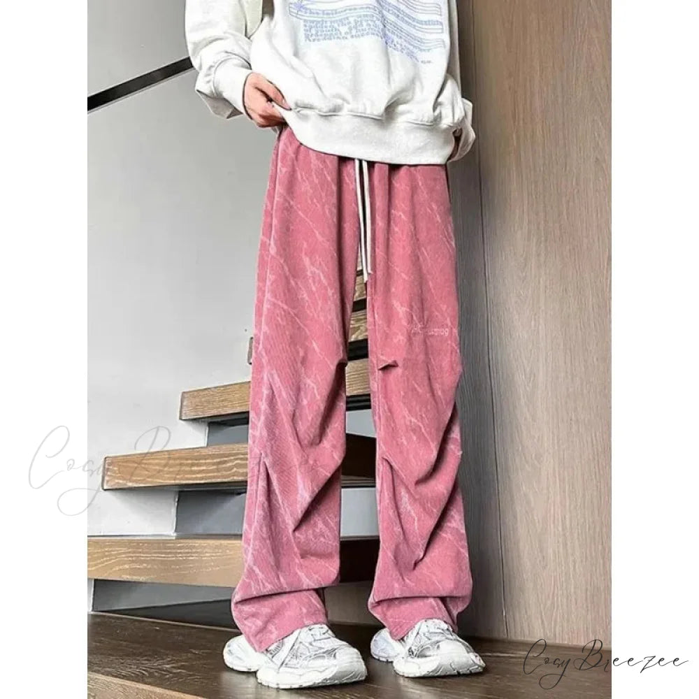 Tie Dye Corduroy Wide Leg Pants pants-241228