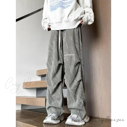 Tie Dye Corduroy Wide Leg Pants grey / S pants-241228