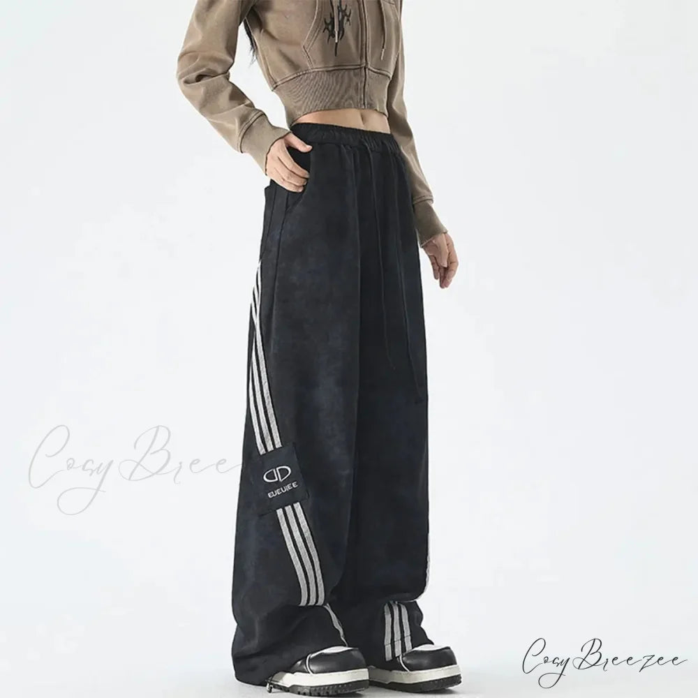 Tie Dye High Waist Motion Pants Black / M pants-241228