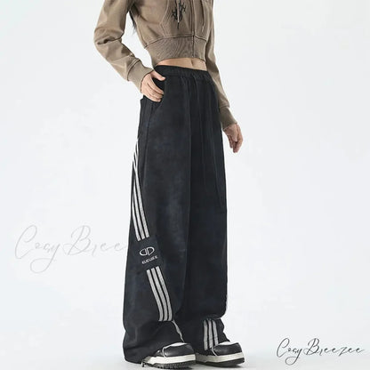 Tie Dye High Waist Motion Pants Black / M pants-241228
