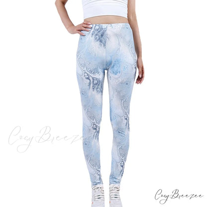 Tie Dye Printing Bottom Fitness Pants Sexy Trousers Abstract White Gray / S
