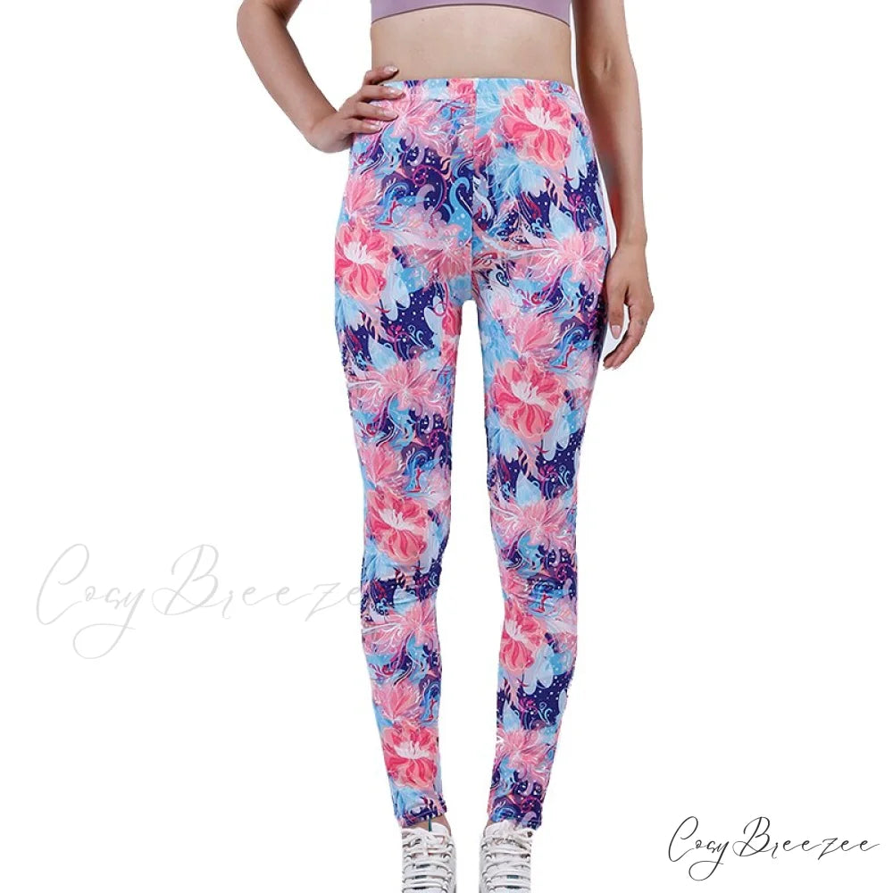 Tie Dye Printing Bottom Fitness Pants Sexy Trousers Big Red Floral / S