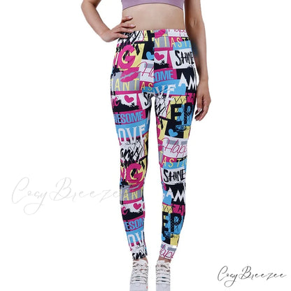 Tie Dye Printing Bottom Fitness Pants Sexy Trousers Color Letter Love / S