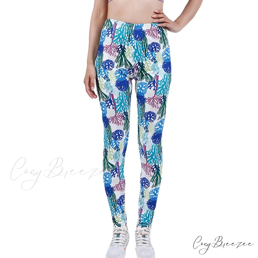 Tie Dye Printing Bottom Fitness Pants Sexy Trousers Hollow Floral / S