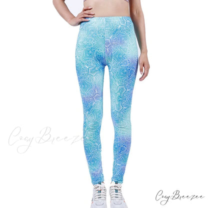 Tie Dye Printing Bottom Fitness Pants Sexy Trousers Light Blue Lines / S
