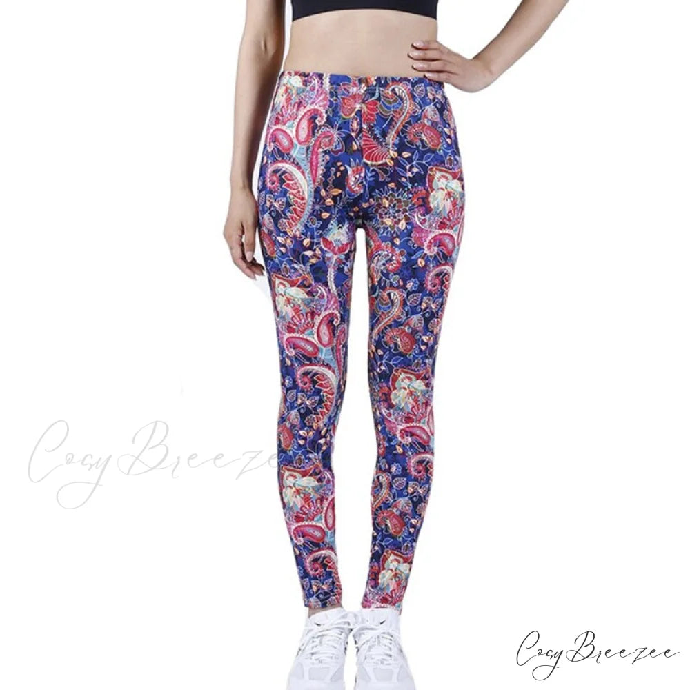 Tie Dye Printing Bottom Fitness Pants Sexy Trousers Red Blue Cashew / S