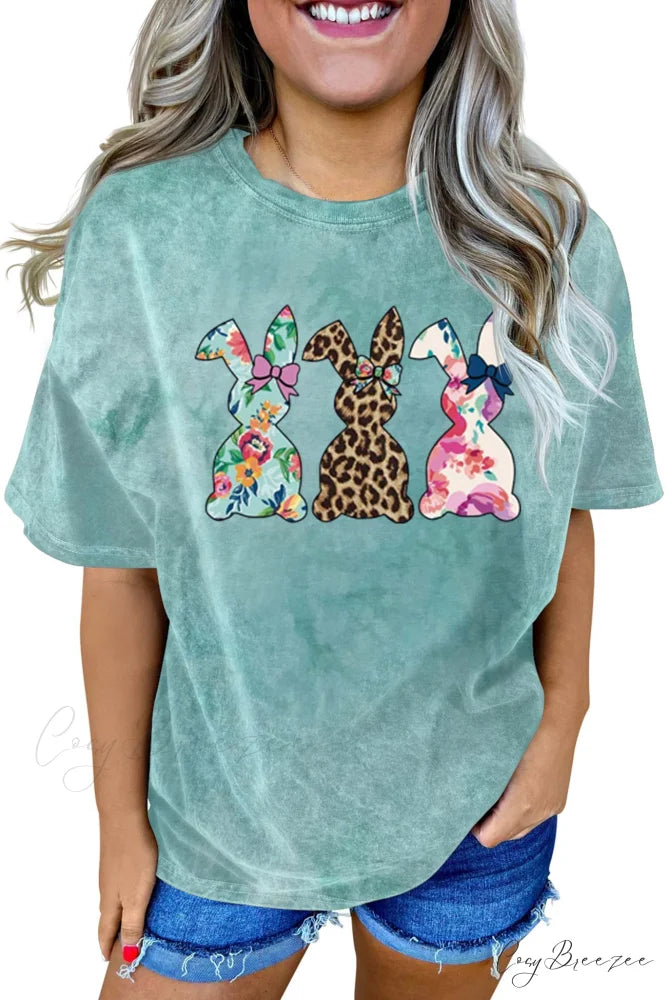 Tie-dye Rabbit Graphic with T-shirt Design Blue / S