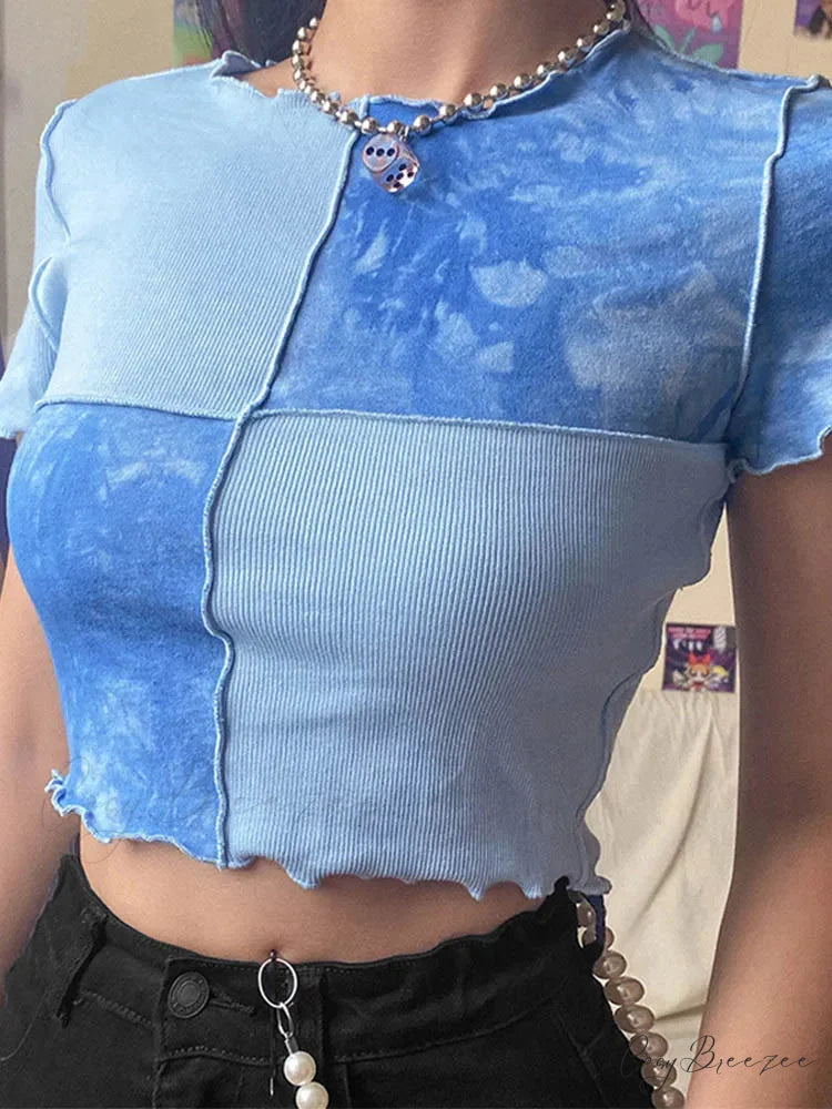 Tie-Dye Sequin Patch Crop Top croptop-250223