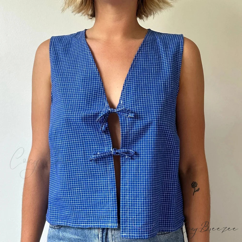 Tie-Front Lace Camis Crop Top blue1 / S croptop-250223