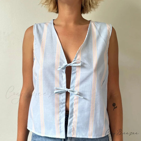 Tie-Front Lace Camis Crop Top blue3 / S croptop-250223