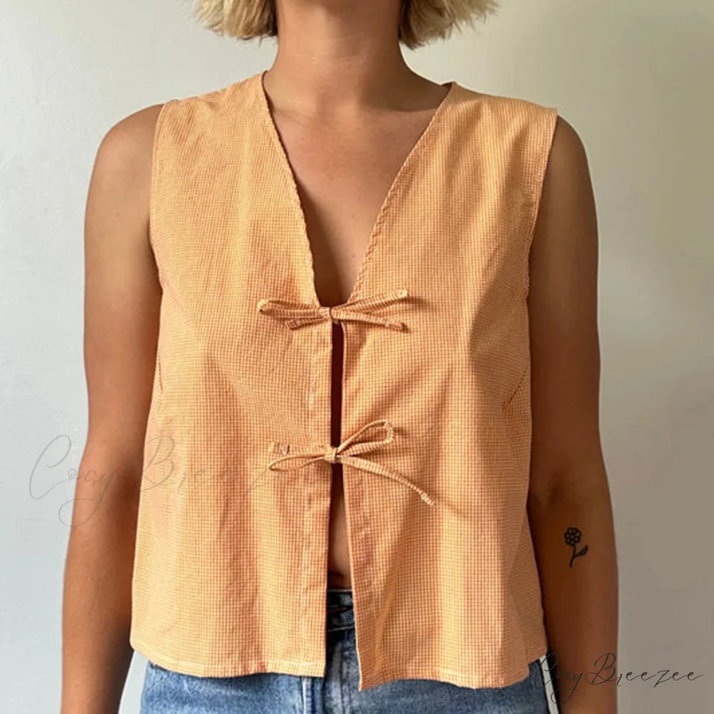 Tie-Front Lace Camis Crop Top orange / S croptop-250223