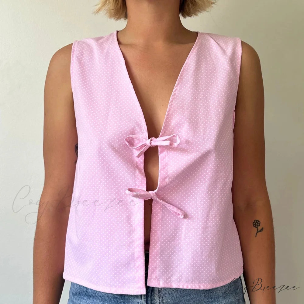 Tie-Front Lace Camis Crop Top pink / S croptop-250223