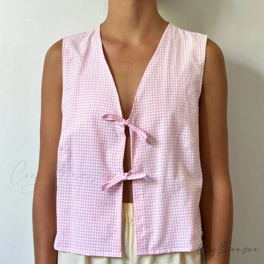 Tie-Front Lace Camis Crop Top pink1 / S croptop-250223