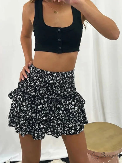 Tiered Frilled Fairy Style Skirt Black / S skirts-250223