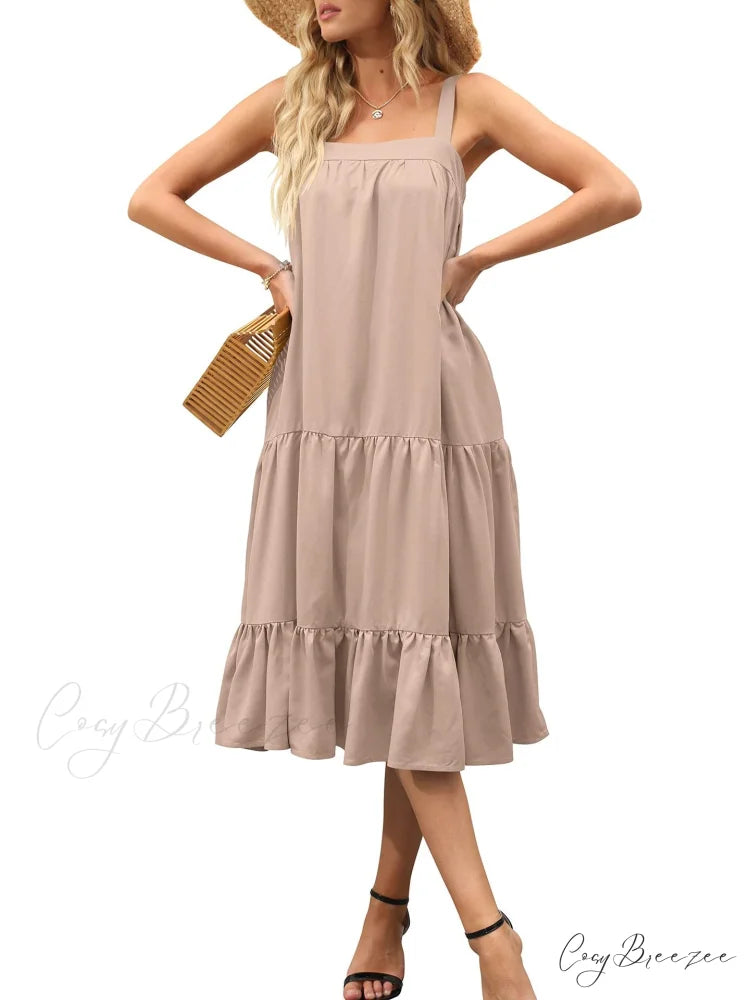 Tiered Maxi Tent Dress in Red S / Blue