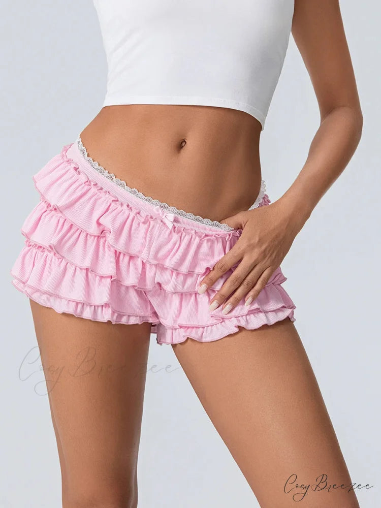 Tiered Ruffled Elastic Waist Shorts short-250223