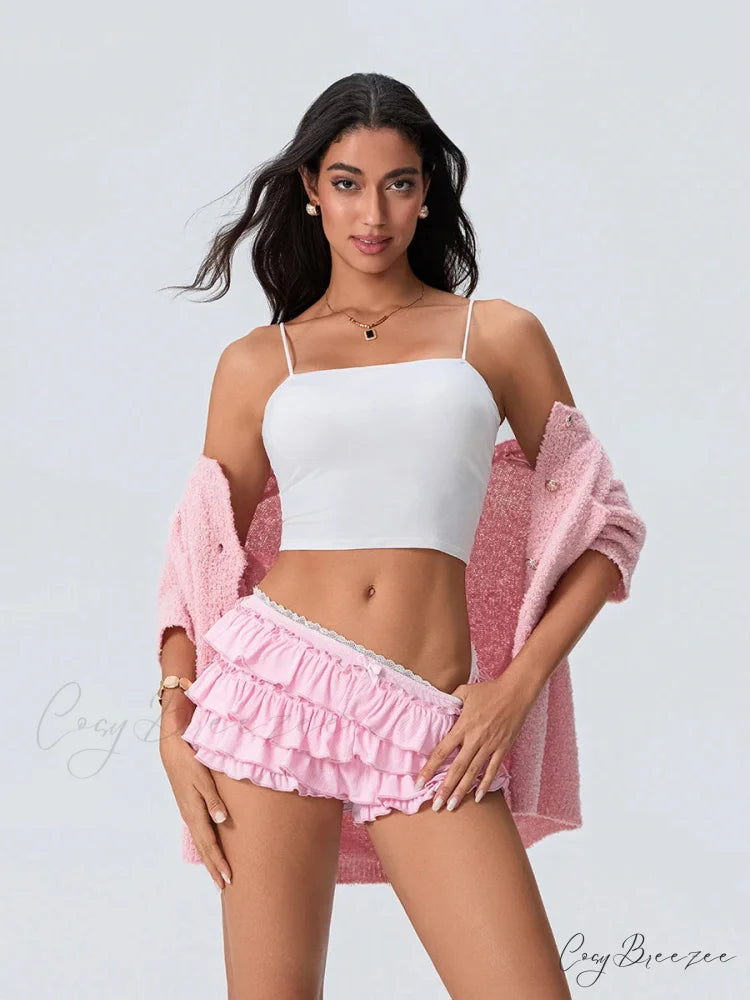 Tiered Ruffled Elastic Waist Shorts short-250223