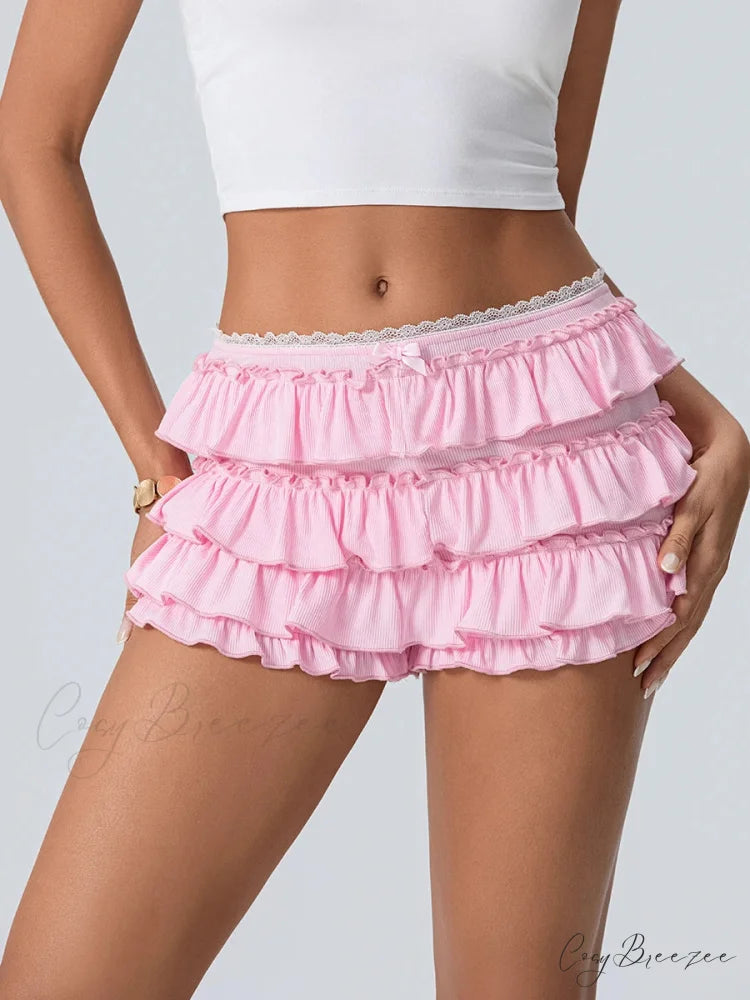 Tiered Ruffled Elastic Waist Shorts short-250223