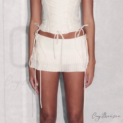 Tiered Side Tie-Up Mini Skirt skirts-250223