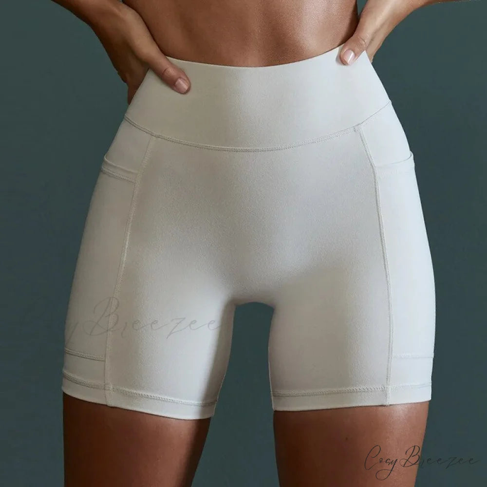 Tight Sports Pocket Fitness Yoga Short Pant white / S
