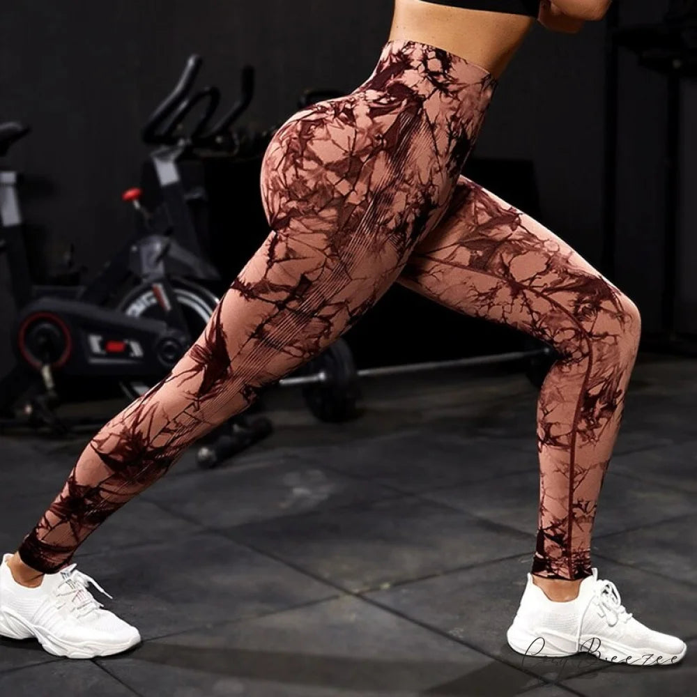 Tights High Waist Trousers Workout Sports Clothes Coffee Brown / XS