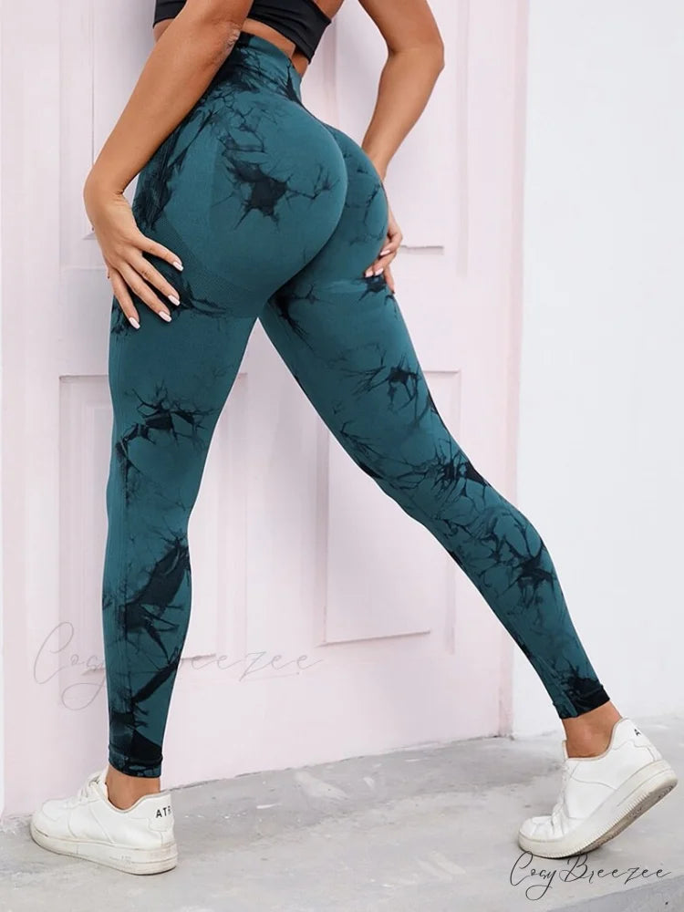 Tights High Waist Trousers Workout Sports Clothes Green Black / XS