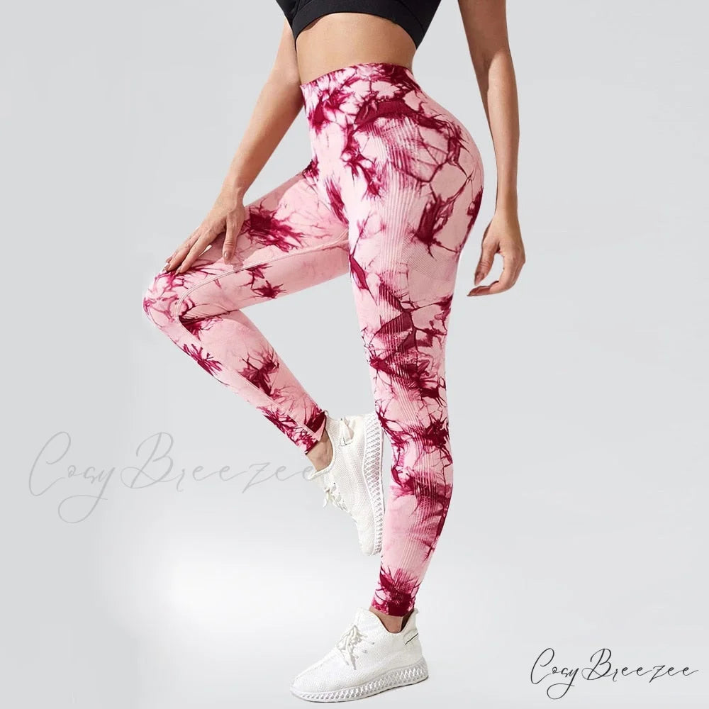 Tights High Waist Trousers Workout Sports Clothes Pink Red / XS