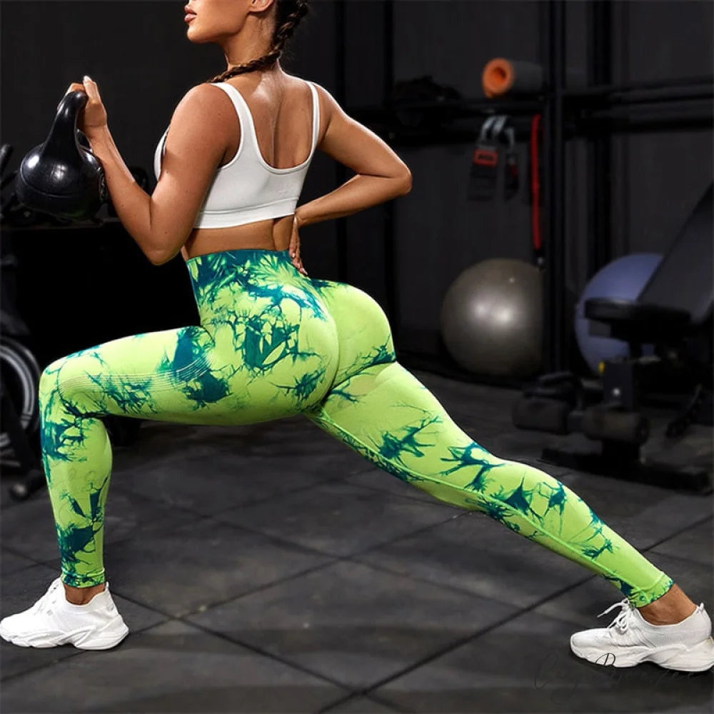 Tights High Waist Trousers Workout Sports Clothes Yellow Green / XS