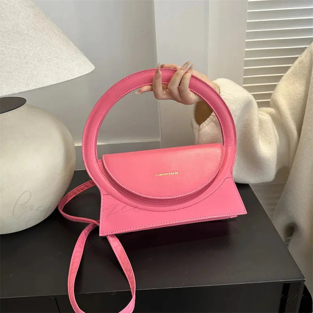 Top Brand Round Handle Luxury Leather Crossbody Handbag handbag-250126