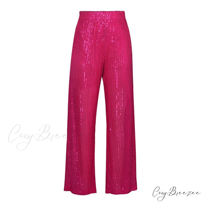 Top Sequin Blouse Sparkly and Pants Women Party Blouse Set Suit Two-Piece for - Outfit Barbie trousers / S