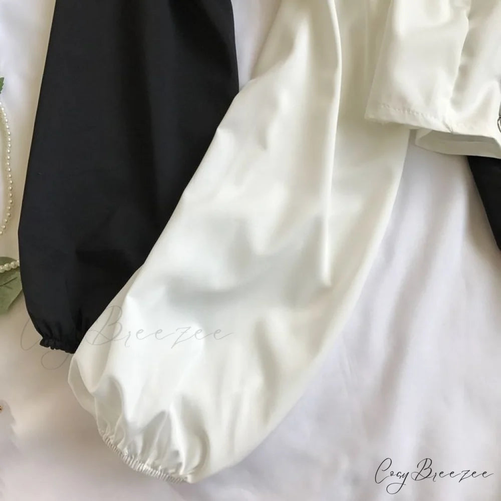 Top Sleeves Lace Ruffle Puff Tops Long Tops Crop Vintage Arm Up Bandage Blouse Shoulder Ladies Black Off With White
