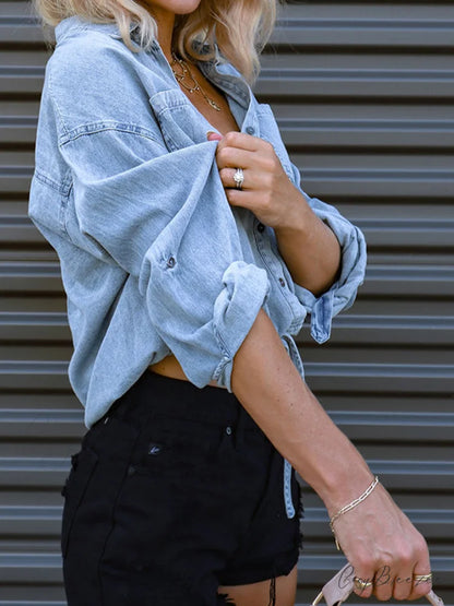 Top with Tie Denim Detail