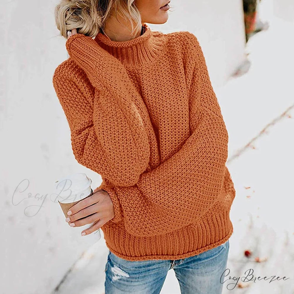 Tops Arm Oversized Knitted Sweater Batwing for Turtleneck Pullover Women