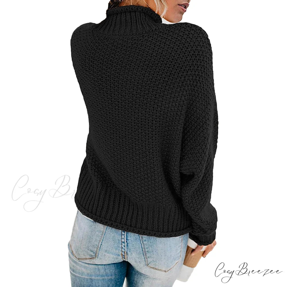 Tops Arm Oversized Knitted Sweater Batwing for Turtleneck Pullover Women