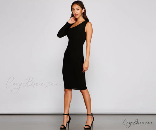 Total Showstopper Stylish One Shoulder Bodycon BLACK / S