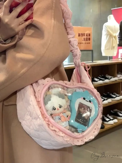Transparent Heart Ita Casual Crossbody Bag Pink crossbody-250126